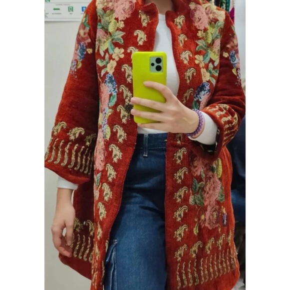 Soft Surroundings Abruzzo Swing Floral Tapestry Jacket in Red Cardinal - Picture 2 of 16